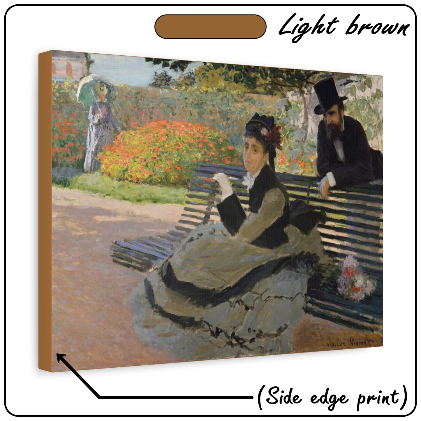 CAMILLE ON A GARDEN BENCH by Claude Monet MATTE STRETCH CANVAS