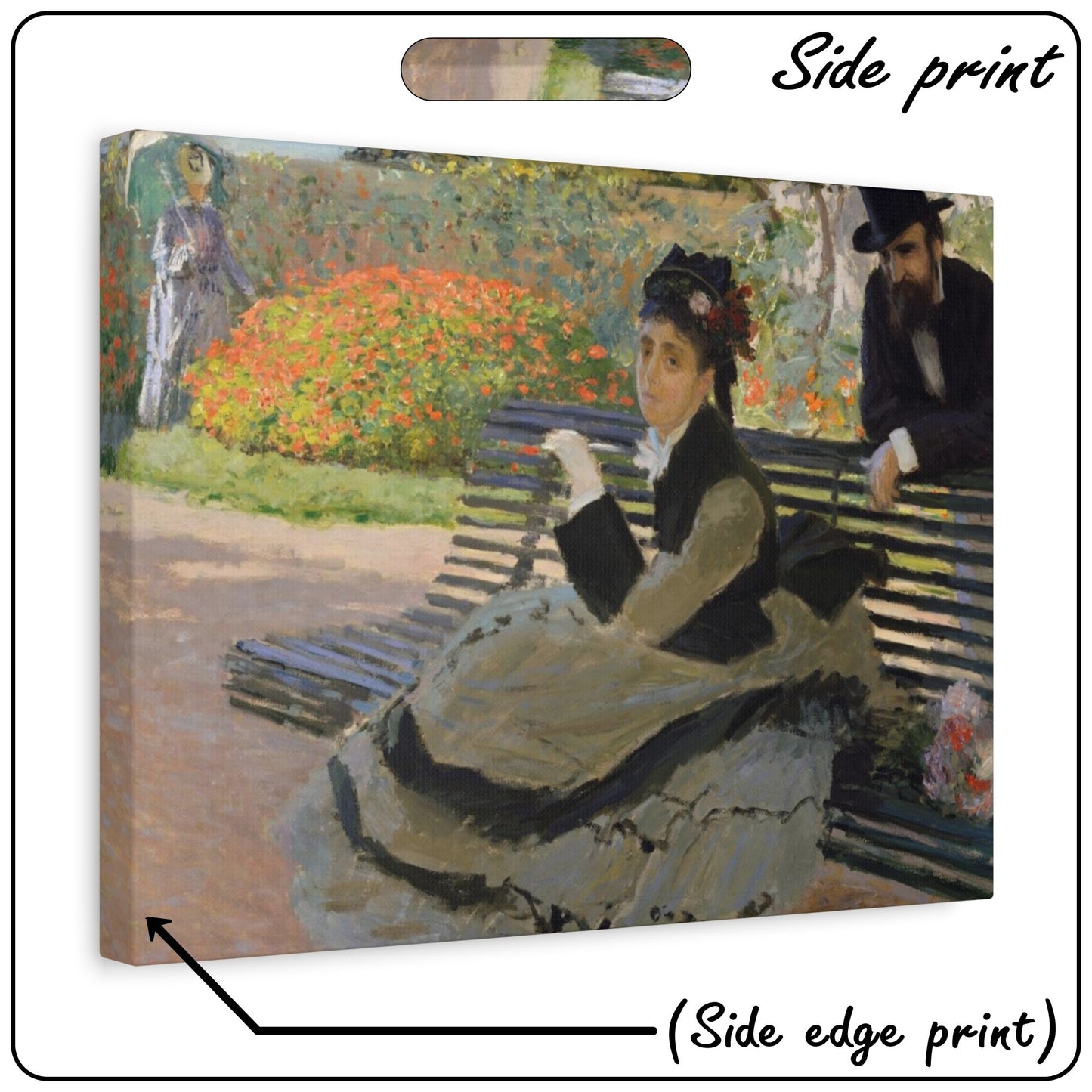 CAMILLE ON A GARDEN BENCH by Claude Monet MATTE STRETCH CANVAS
