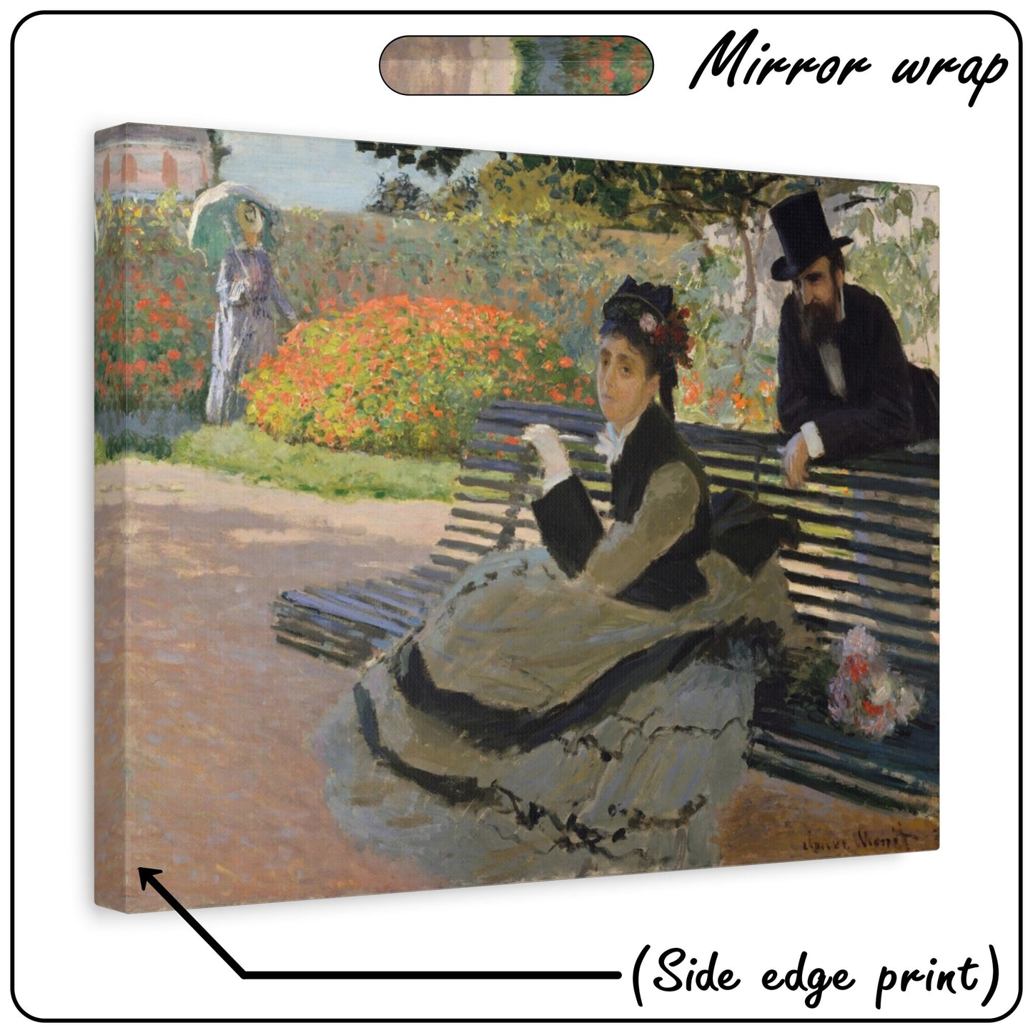CAMILLE ON A GARDEN BENCH by Claude Monet MATTE STRETCH CANVAS