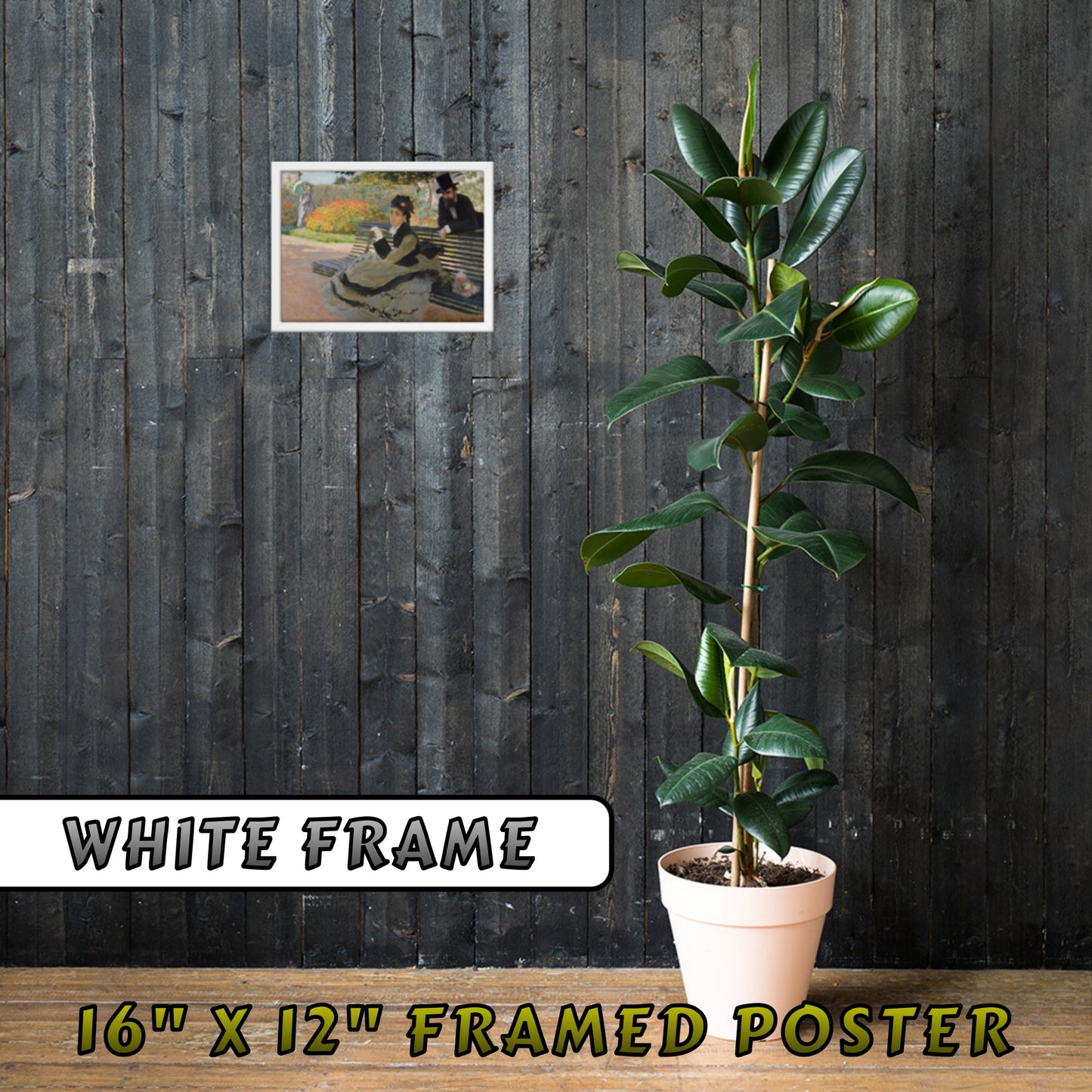 CAMILLE ON A GARDEN BENCH by Claude Monet FRAMED PAPER POSTER