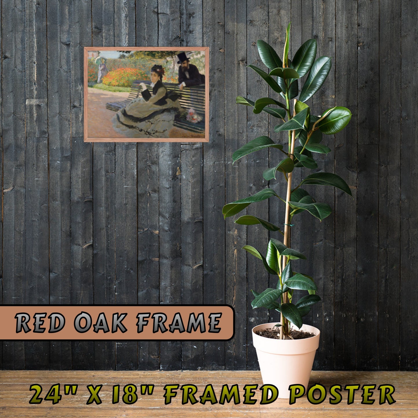 CAMILLE ON A GARDEN BENCH by Claude Monet FRAMED PAPER POSTER