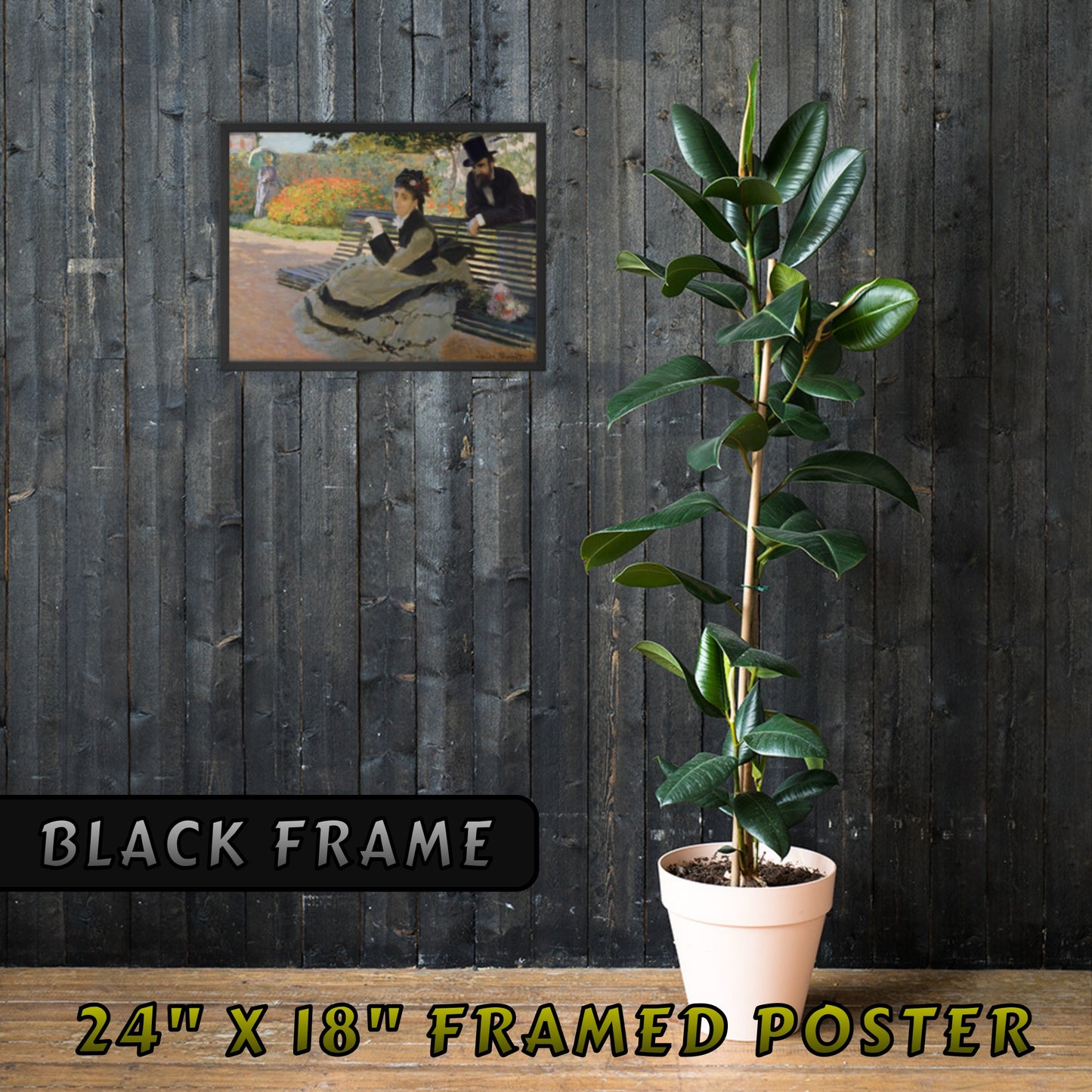 CAMILLE ON A GARDEN BENCH by Claude Monet FRAMED PAPER POSTER