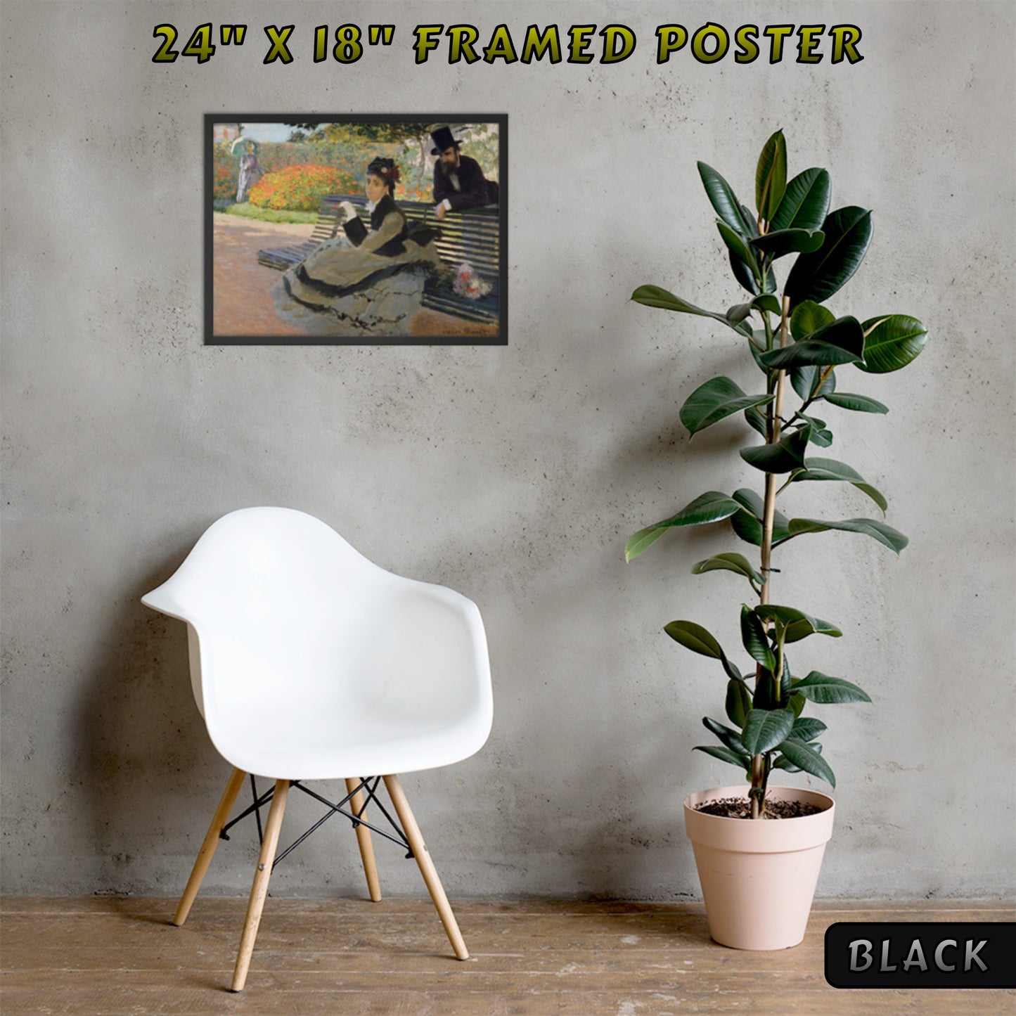 CAMILLE ON A GARDEN BENCH by Claude Monet FRAMED PAPER POSTER