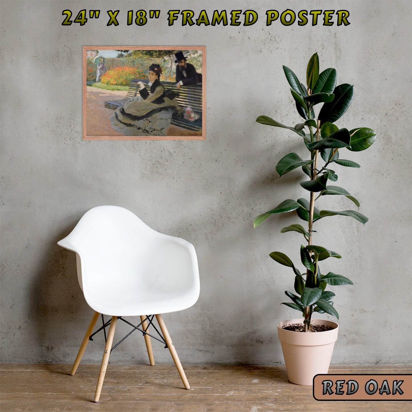 CAMILLE ON A GARDEN BENCH by Claude Monet FRAMED PAPER POSTER