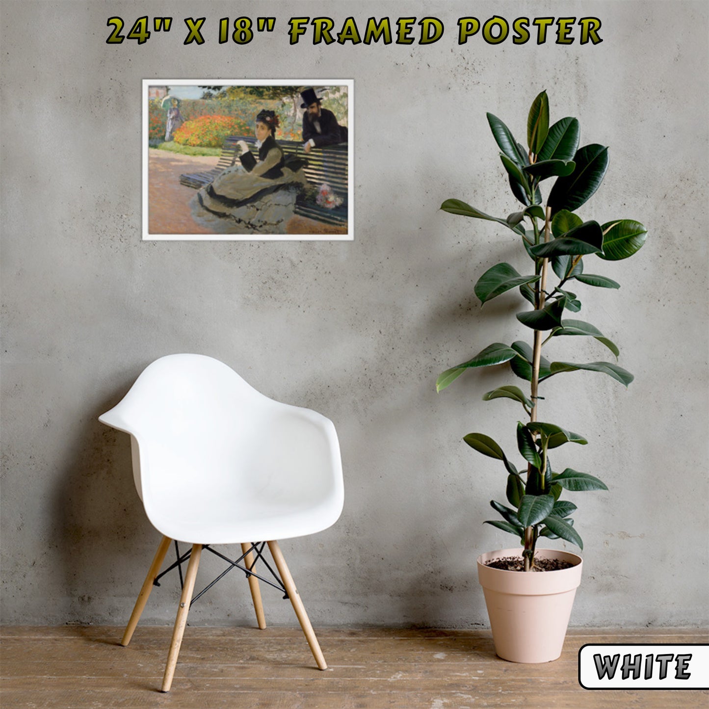 CAMILLE ON A GARDEN BENCH by Claude Monet FRAMED PAPER POSTER