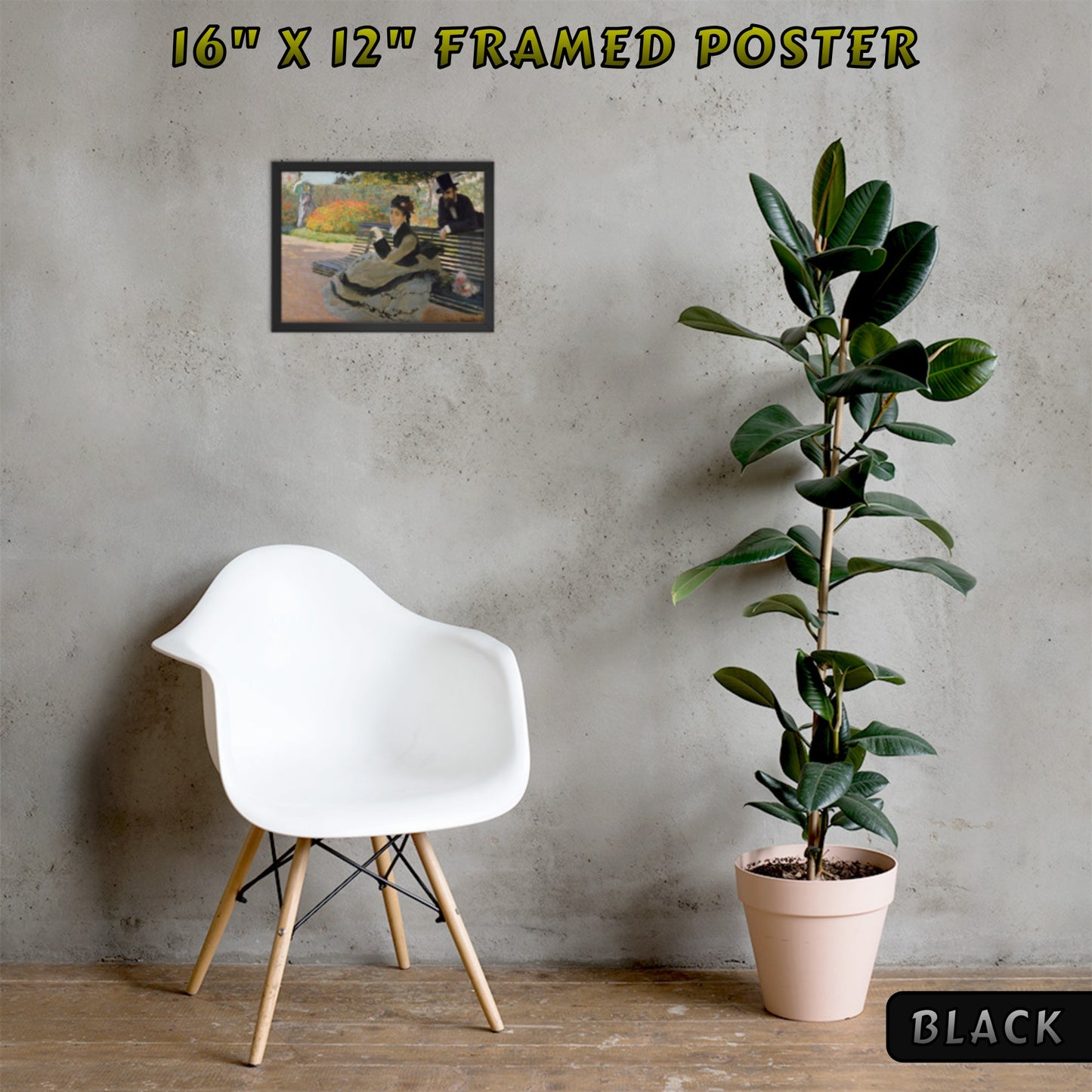 CAMILLE ON A GARDEN BENCH by Claude Monet FRAMED PAPER POSTER
