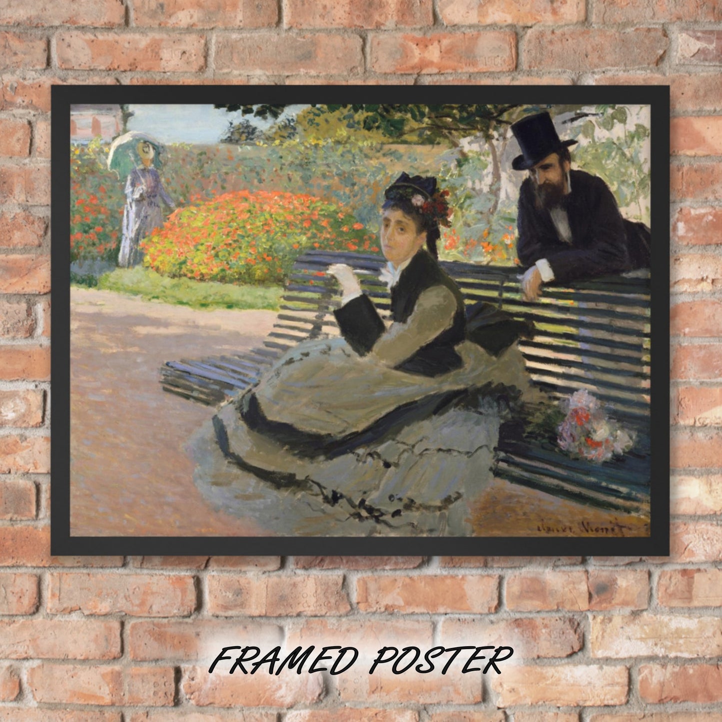 CAMILLE ON A GARDEN BENCH by Claude Monet FRAMED PAPER POSTER