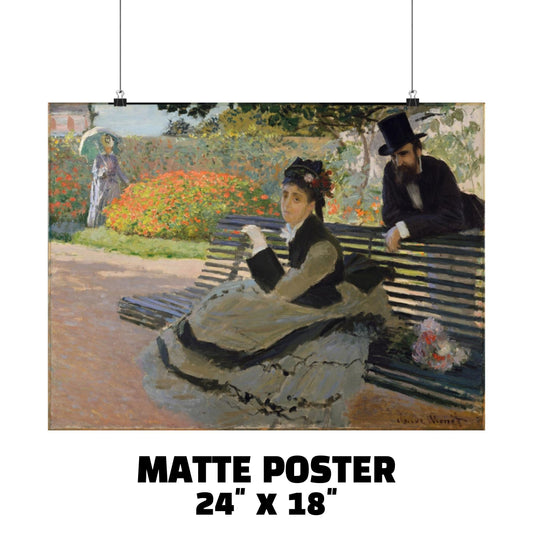 CAMILLE ON A GARDEN BENCH by Claude Monet MATTE AND LUSTER PAPER POSTER