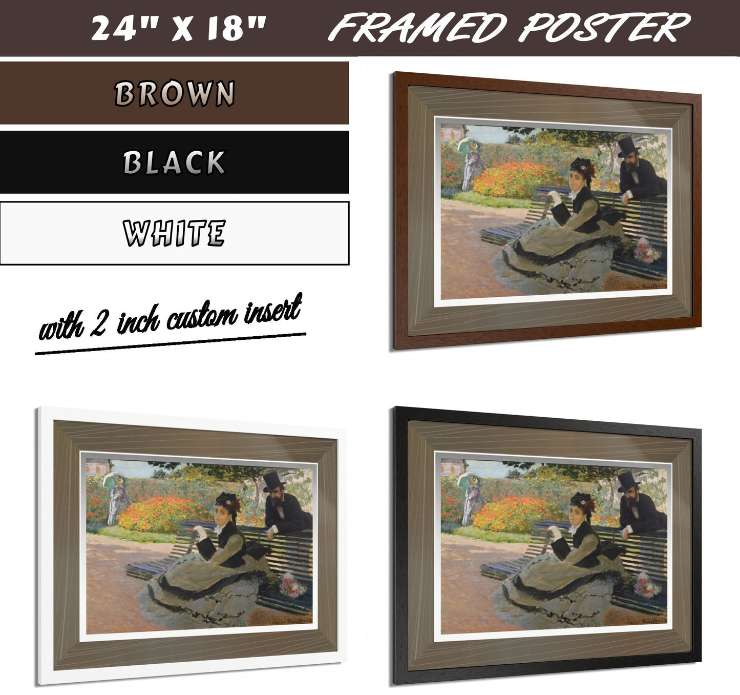 CAMILLE ON A GARDEN BENCH by Claude Monet FRAMED PAPER POSTER