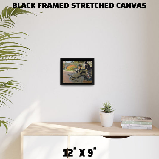CAMILLE ON A GARDEN BENCH by Claude Monet FRAMED MATTE STRETCH CANVAS