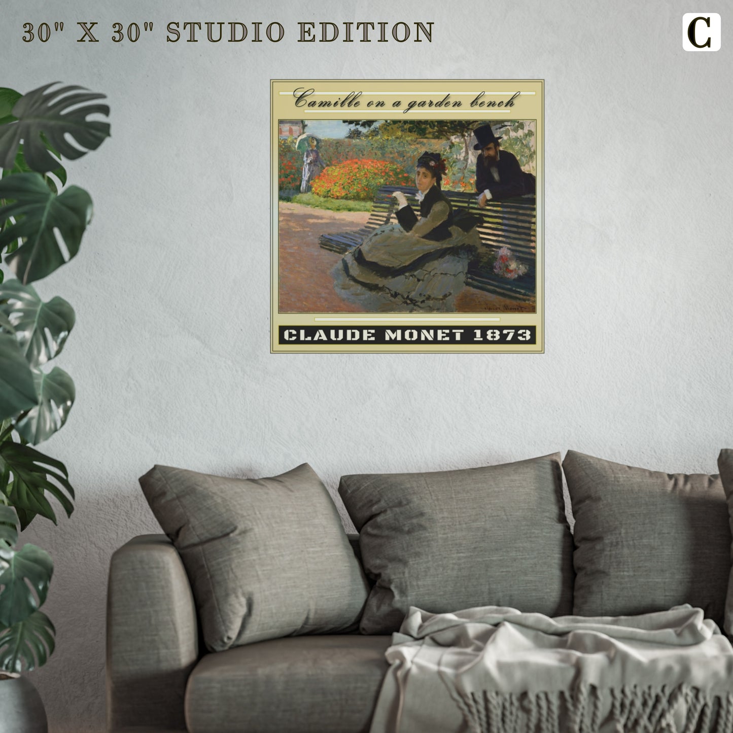 CAMILLE ON A GARDEN BENCH by Claude Monet MATTE AND LUSTER PAPER POSTER