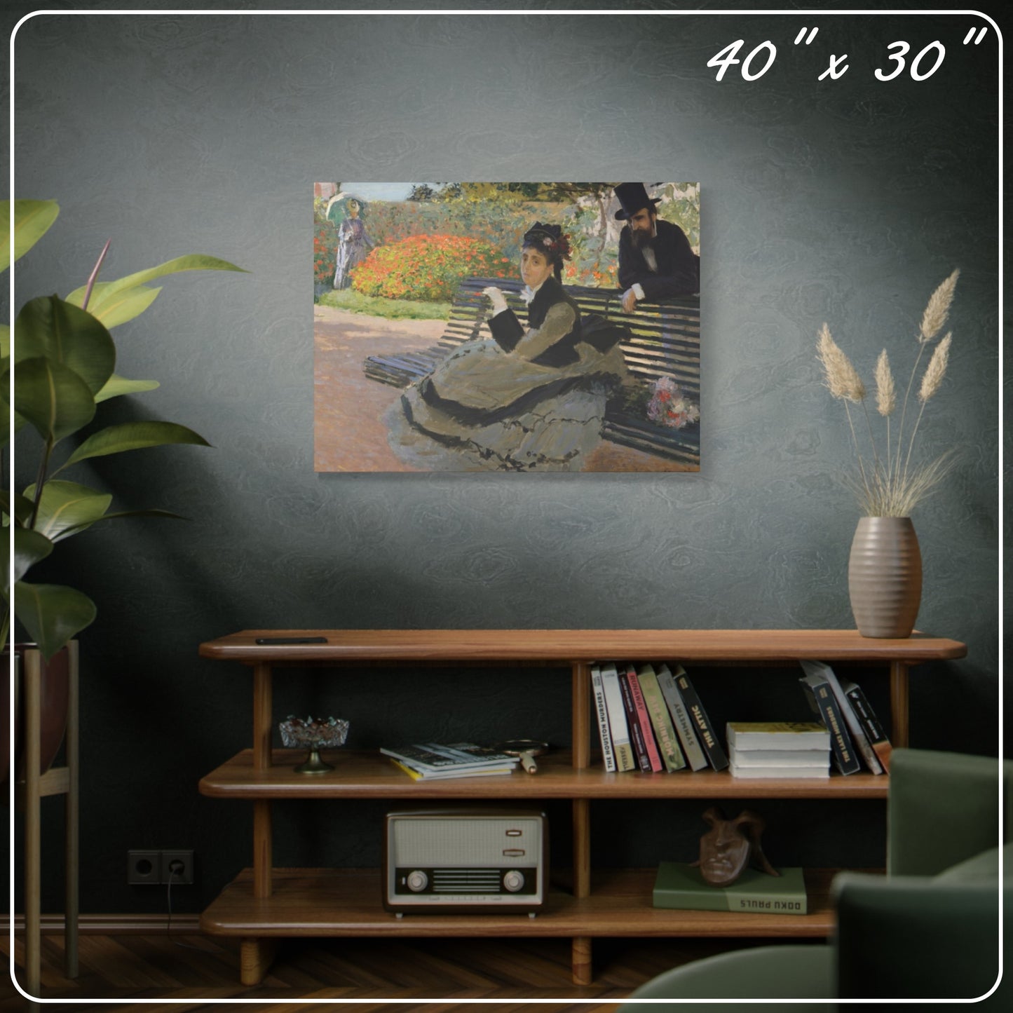 CAMILLE ON A GARDEN BENCH by Claude Monet MATTE STRETCH CANVAS