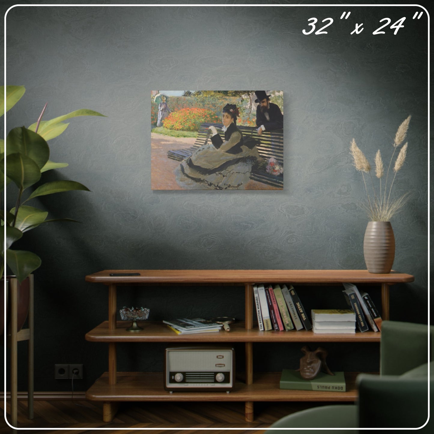 CAMILLE ON A GARDEN BENCH by Claude Monet MATTE STRETCH CANVAS
