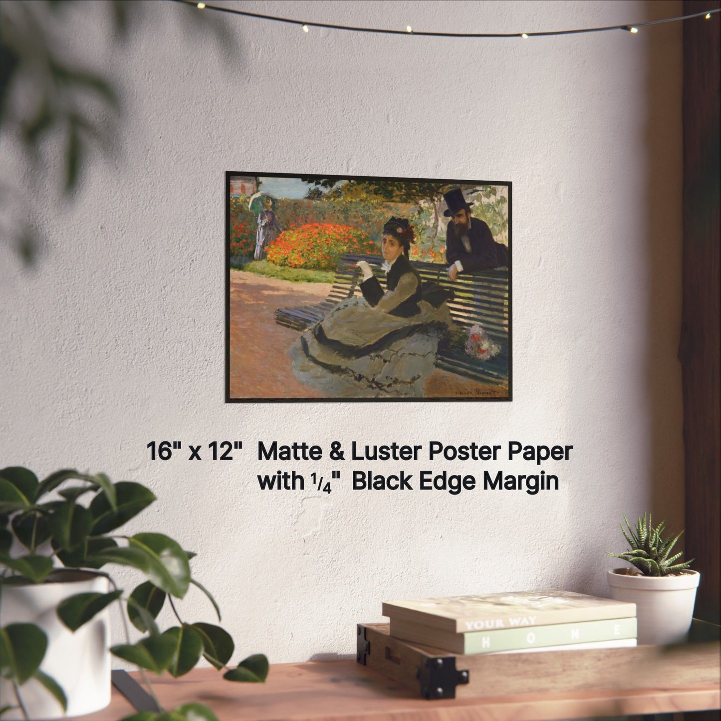 CAMILLE ON A GARDEN BENCH by Claude Monet  MATTE AND LUSTER PAPER POSTER