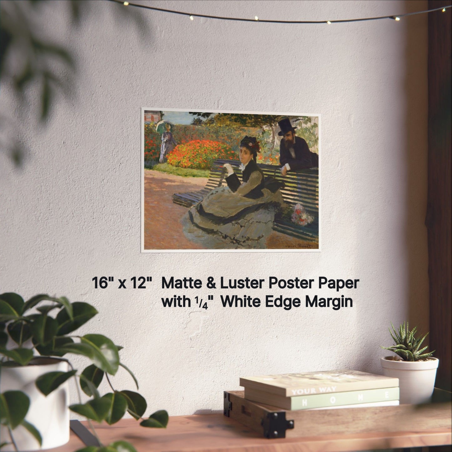 CAMILLE ON A GARDEN BENCH by Claude Monet  MATTE AND LUSTER PAPER POSTER