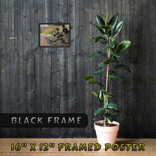 CAMILLE ON A GARDEN BENCH by Claude Monet  FRAMED PAPER POSTER