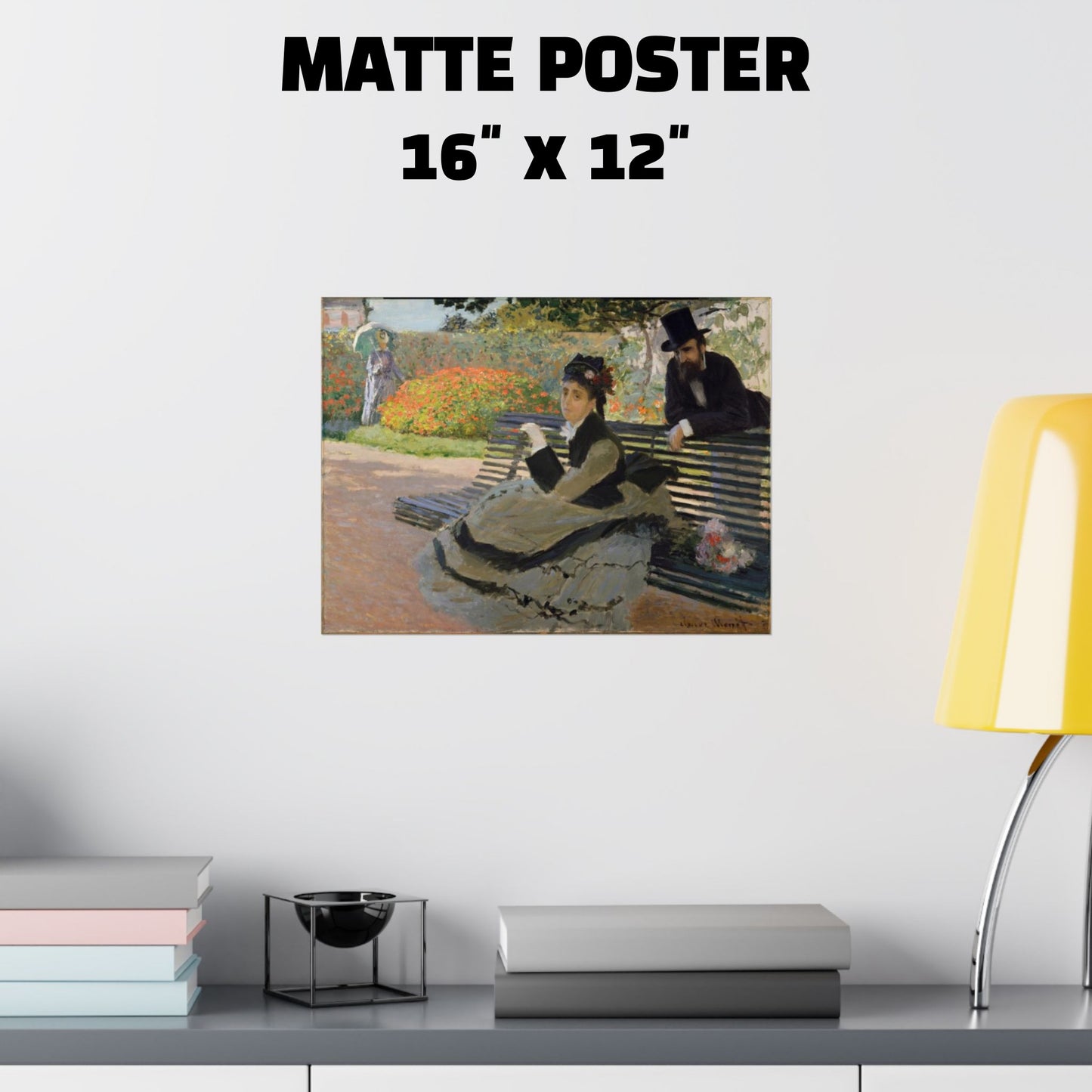 CAMILLE ON A GARDEN BENCH by Claude Monet  MATTE AND LUSTER PAPER POSTER