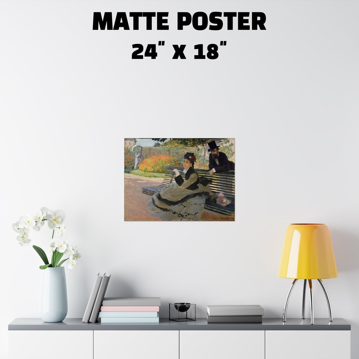 CAMILLE ON A GARDEN BENCH by Claude Monet  MATTE AND LUSTER PAPER POSTER