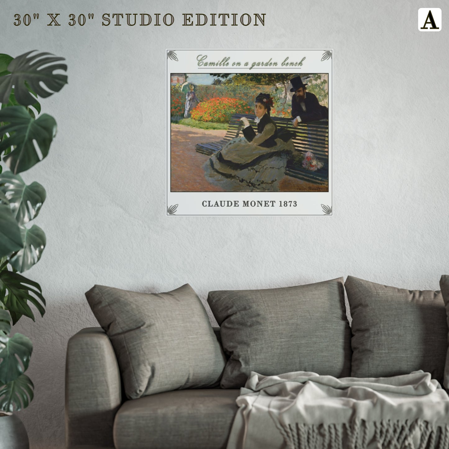 CAMILLE ON A GARDEN BENCH by Claude Monet  MATTE AND LUSTER PAPER POSTER