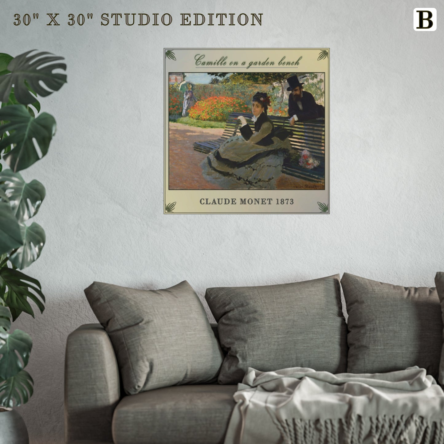 CAMILLE ON A GARDEN BENCH by Claude Monet  MATTE AND LUSTER PAPER POSTER