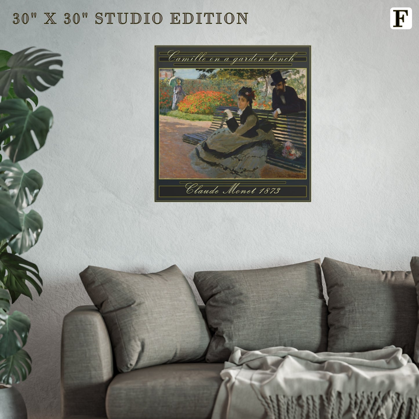 CAMILLE ON A GARDEN BENCH by Claude Monet  MATTE AND LUSTER PAPER POSTER