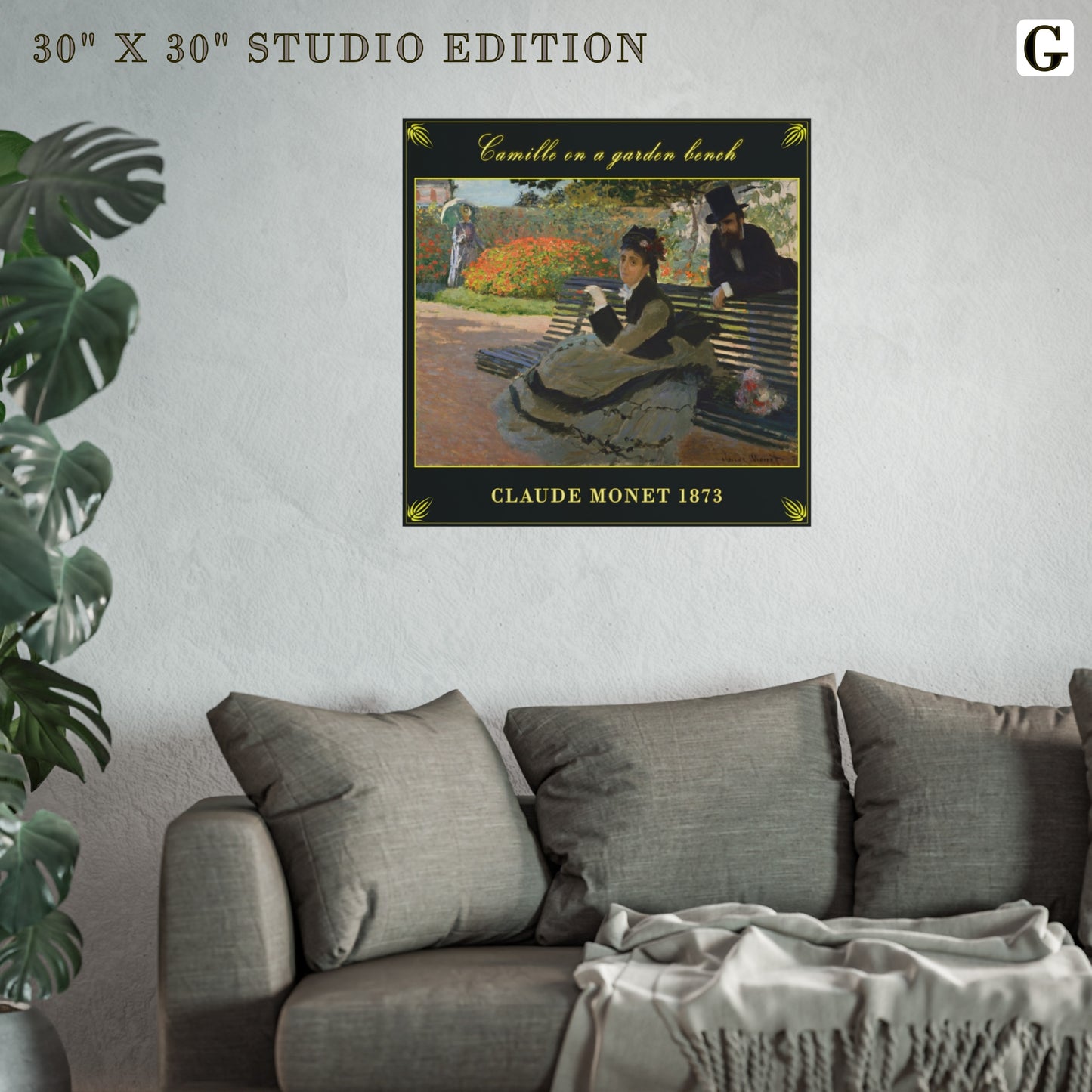 CAMILLE ON A GARDEN BENCH by Claude Monet  MATTE AND LUSTER PAPER POSTER