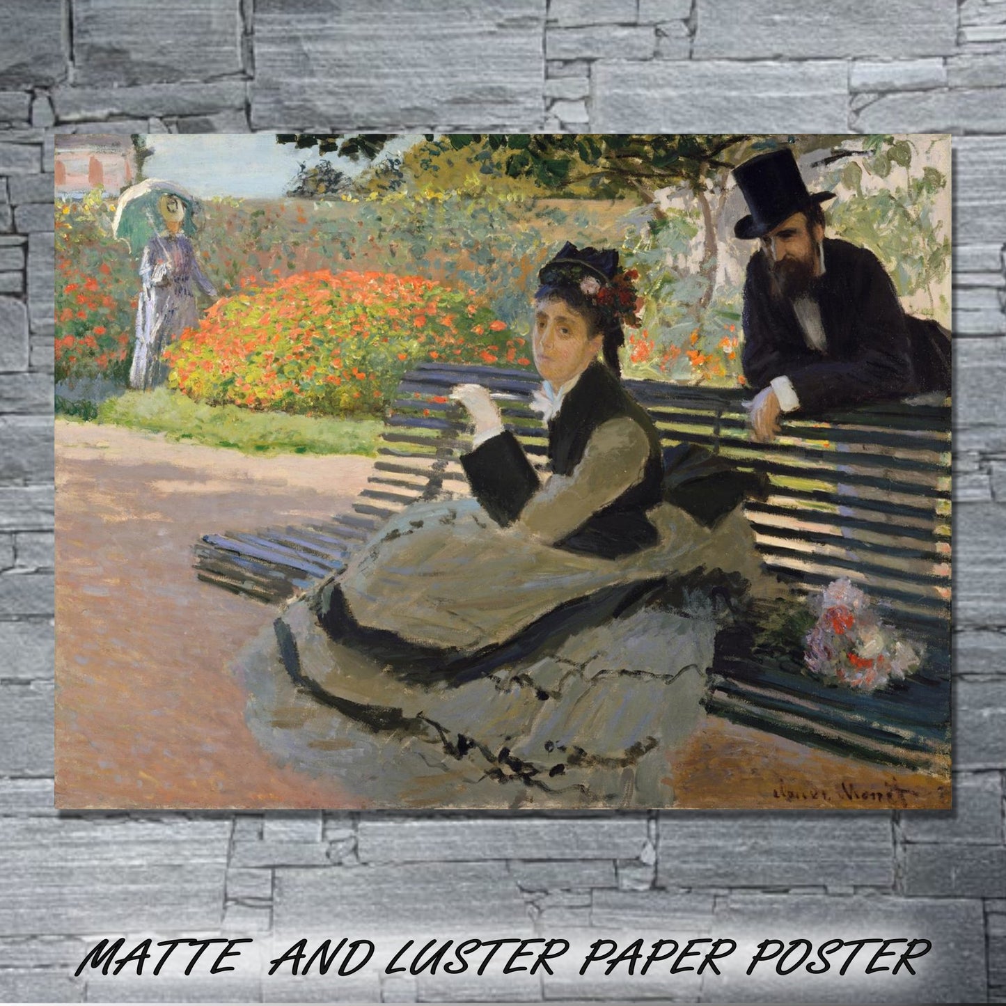 CAMILLE ON A GARDEN BENCH by Claude Monet  MATTE AND LUSTER PAPER POSTER