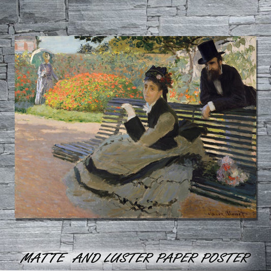 CAMILLE ON A GARDEN BENCH by Claude Monet  MATTE AND LUSTER PAPER POSTER